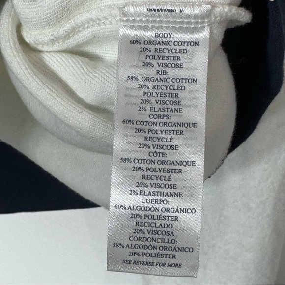 Faherty Beach Fleece Ringer Sweatshirt Top Women Navy/White Organic Cotton Large - Picture 7 of 10